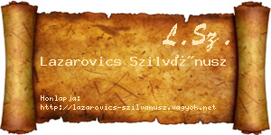 Lazarovics Szilvánusz névjegykártya